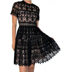 Alexis Black Crochet Guipure Lula Dress